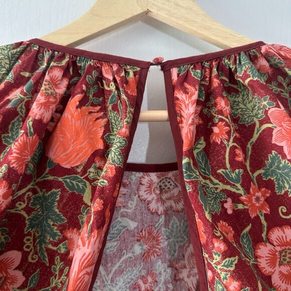 Laura Ashley UO Exclusive Tiered Bella Dress Floral Red Pink Exposed Back Medium - Picture 11 of 11